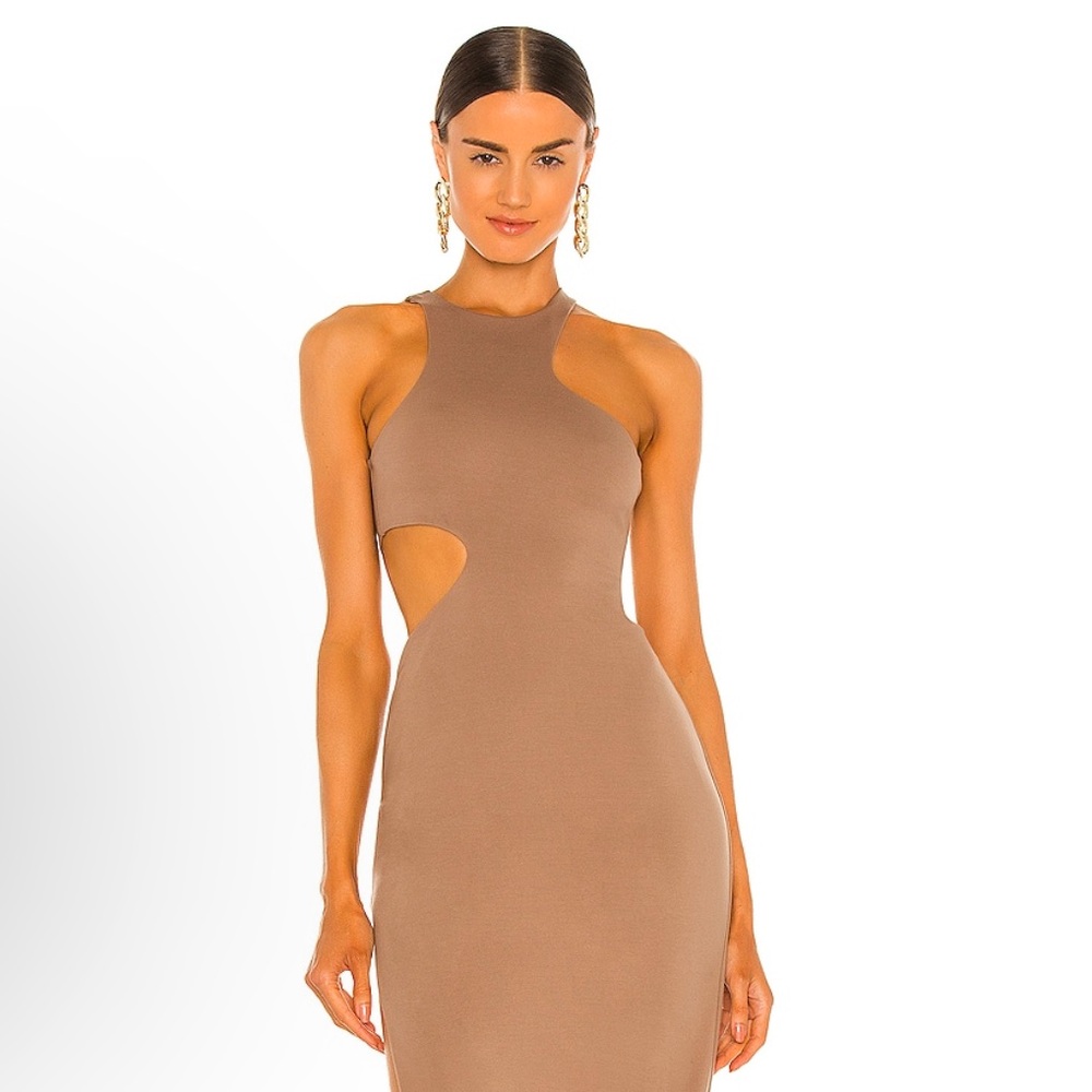 Revolve taupe cut out dress